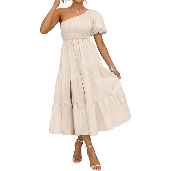 Summer Wedding Guest Dresses Women Beige Cream Spring One